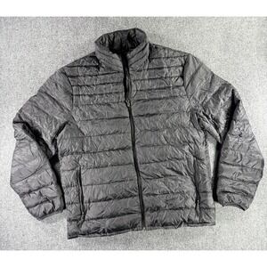 HeatKeep Mens Black Puffer Jacket Full Zip Quilted Lightweight Coat Large